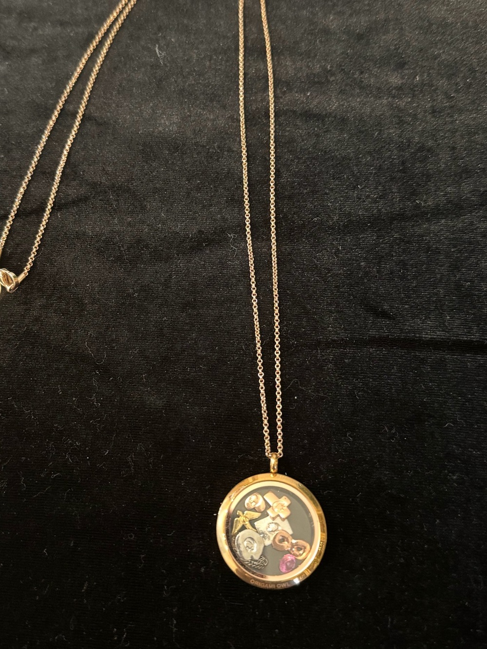 Origami Owl Custom Gold Charm Locket Pendant Necklace